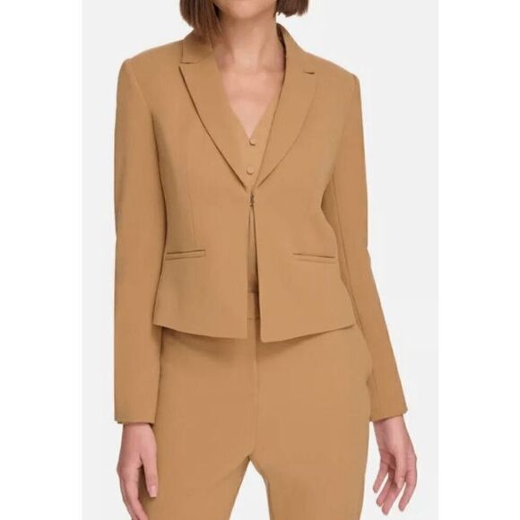 Calvin Klein Women's Petite Scuba-Crepe Open-Front Jacket 10P - Picture 1 of 11